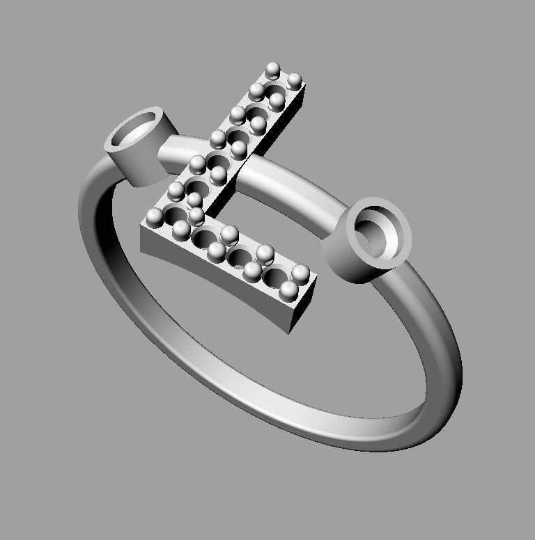 Diamond Letter Ring - L 3D print model_14