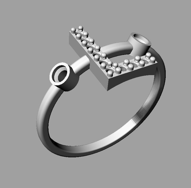 Diamond Letter Ring - L 3D print model_13