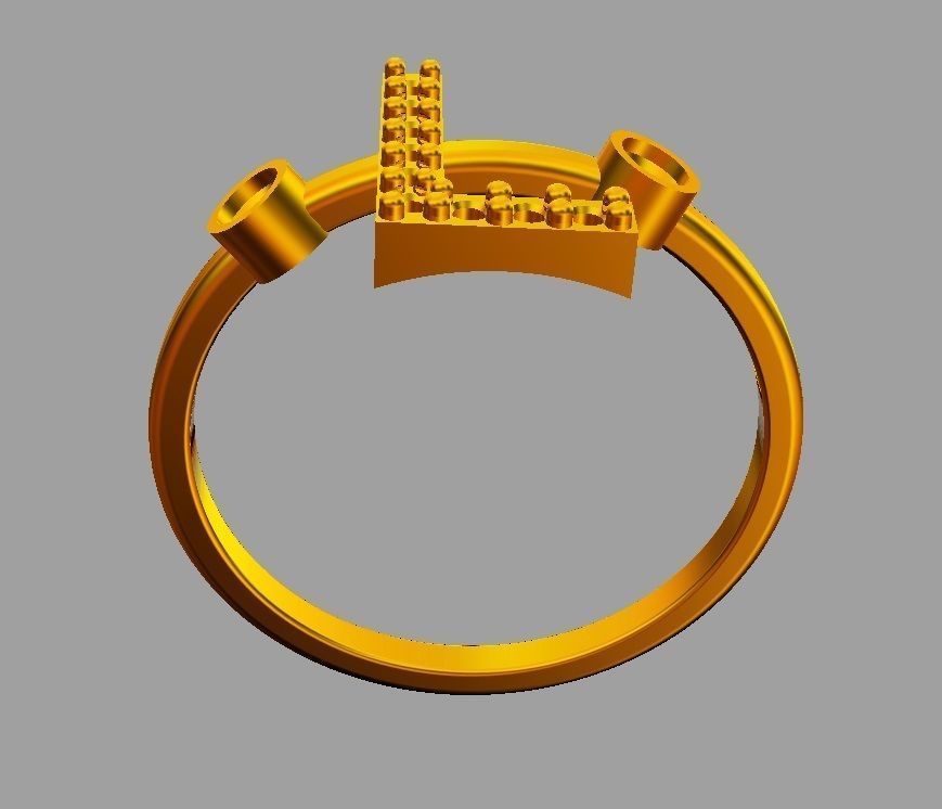 Diamond Letter Ring - L 3D print model_7