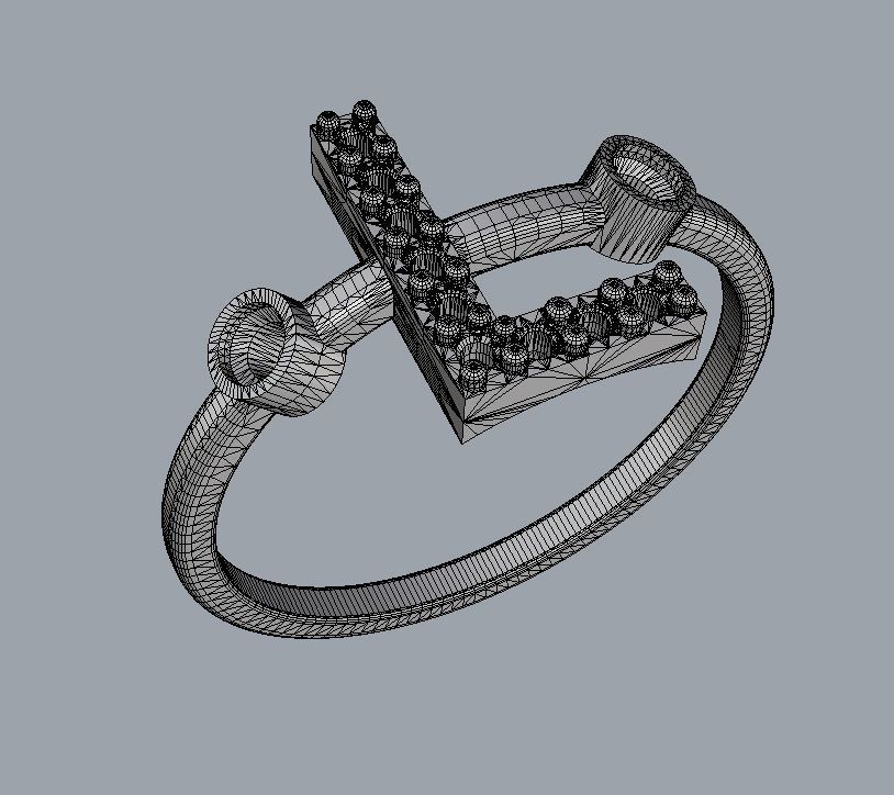 Diamond Letter Ring - L 3D print model_9