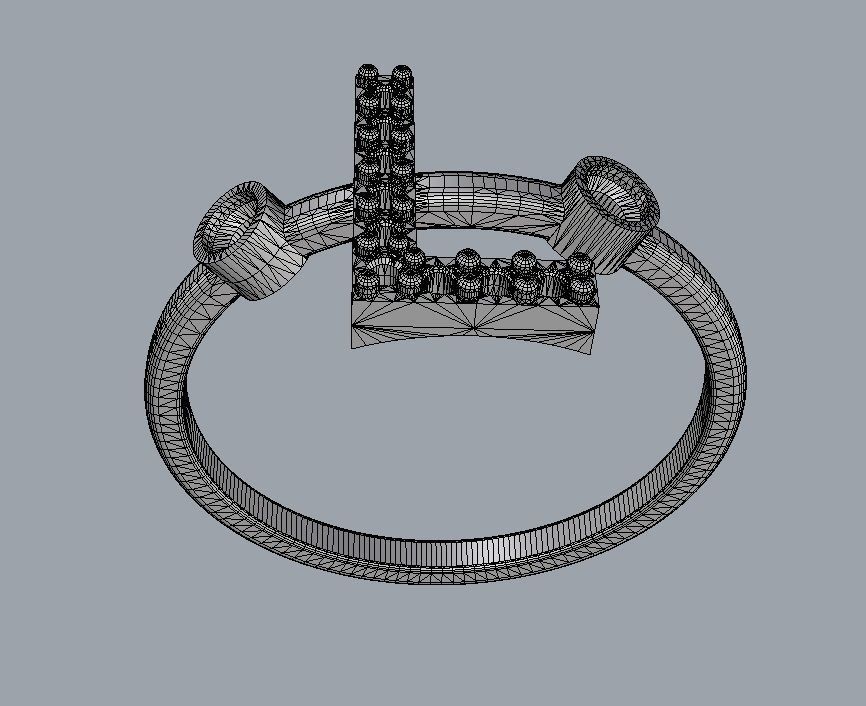 Diamond Letter Ring - L 3D print model_10