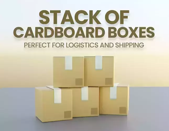 Stack of Cardboard Boxes Perfect for Logistics and Shipping Low-poly 3D model