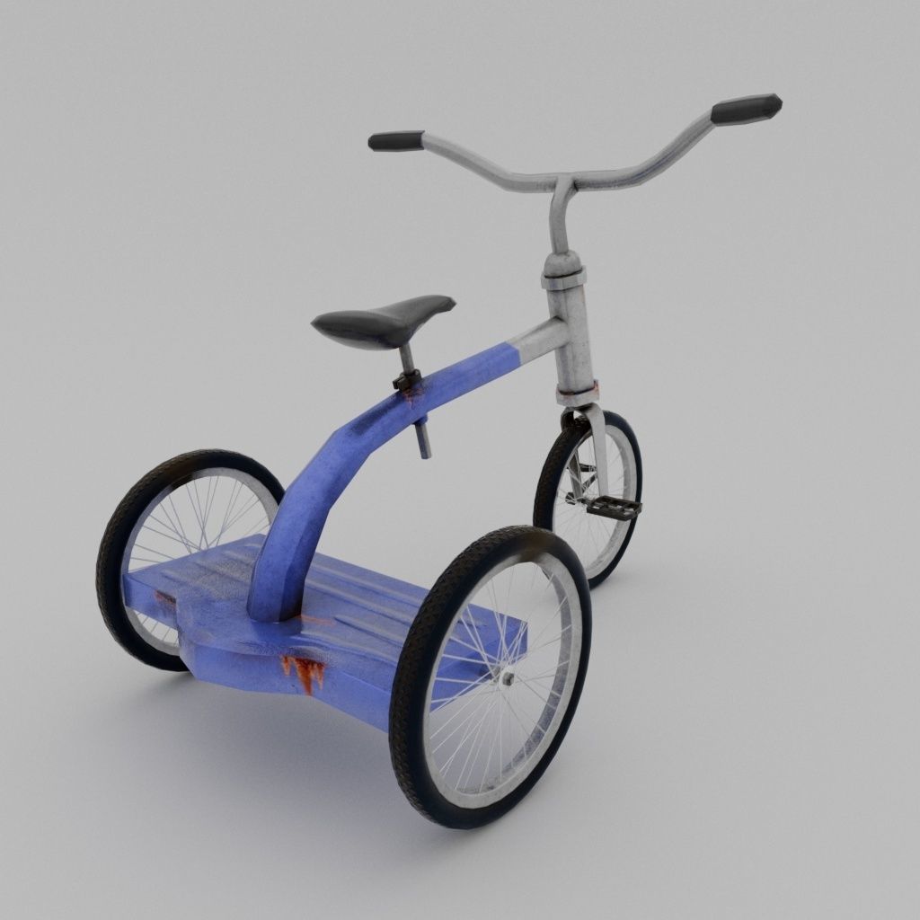the bicycle for children is old low-poly Low-poly 3D model_2