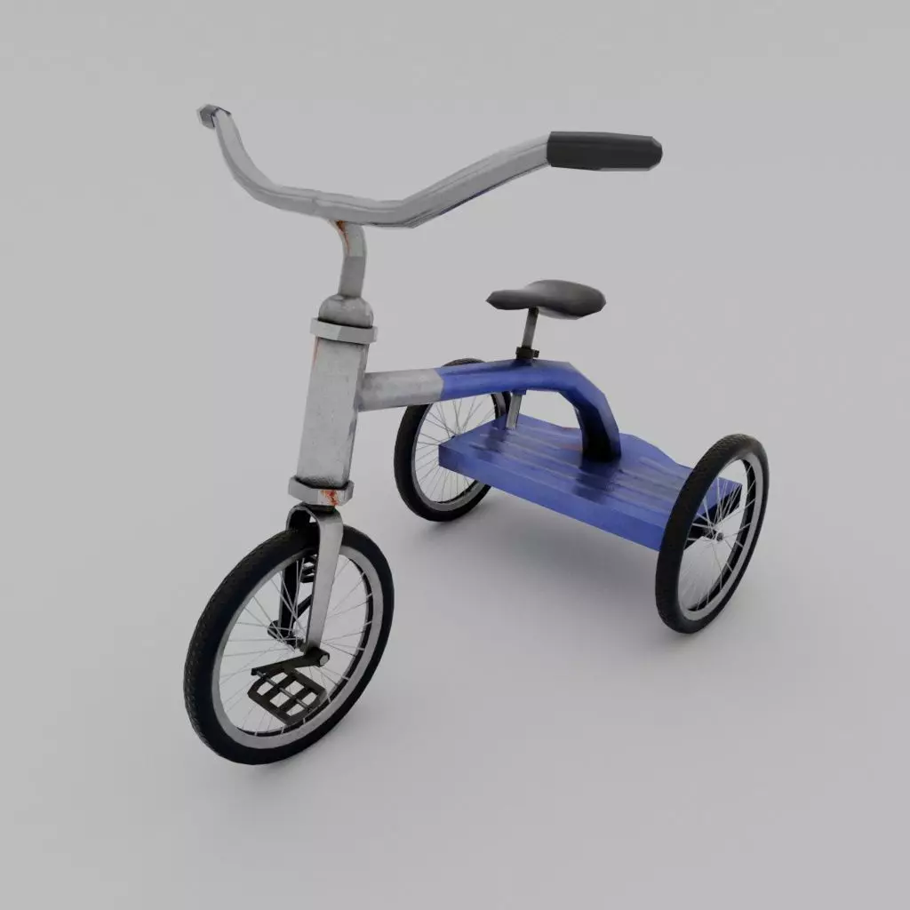 the bicycle for children is old low-poly Low-poly 3D model_0
