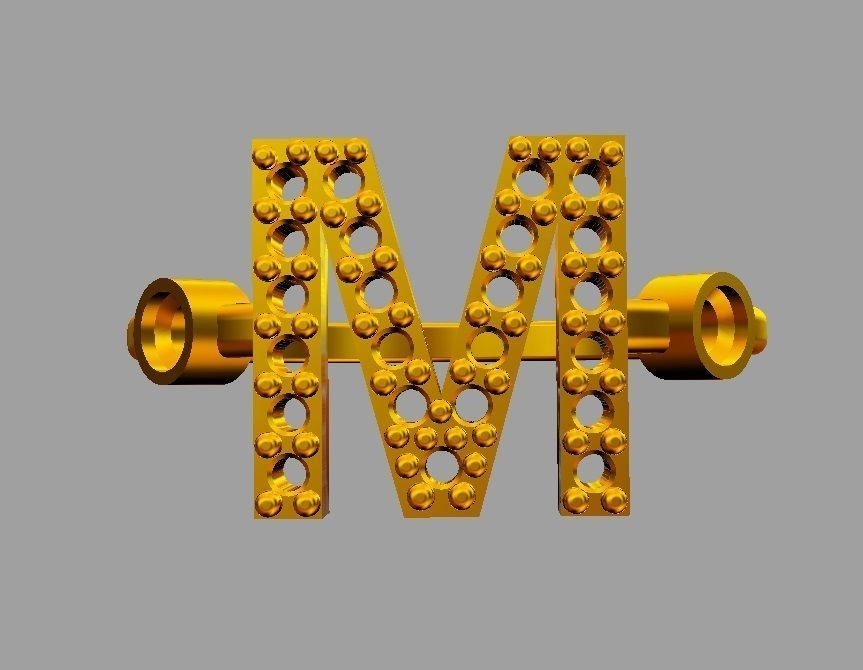 Diamond Letter Ring - M 3D print model_8