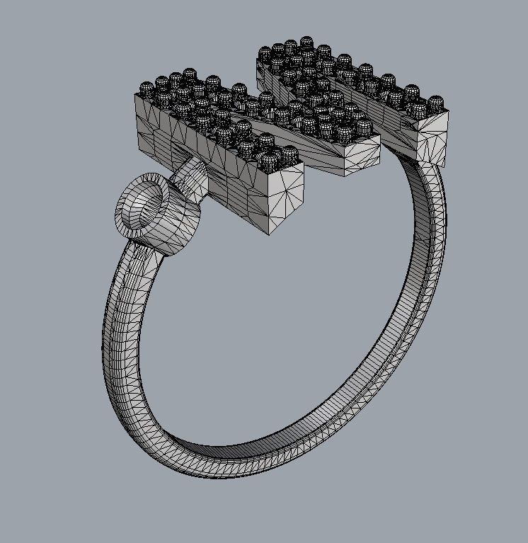 Diamond Letter Ring - M 3D print model_11