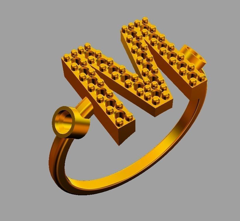 Diamond Letter Ring - M 3D print model_6