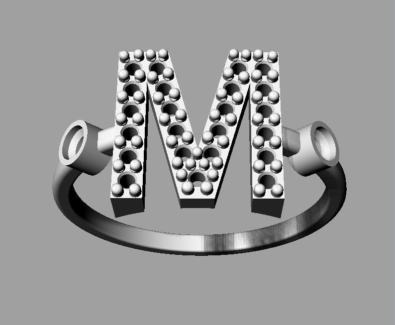 Diamond Letter Ring - M 3D print model_13