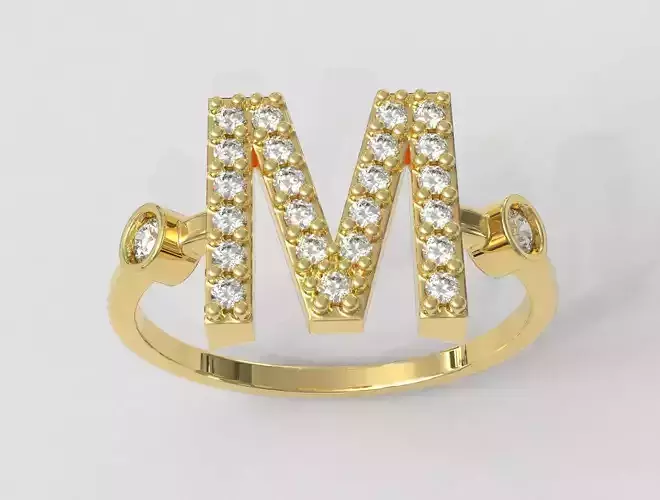 Diamond Letter Ring - M 3D print model