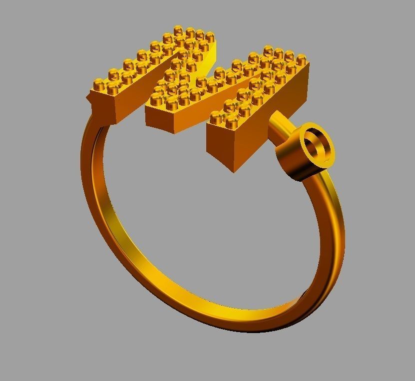 Diamond Letter Ring - M 3D print model_9