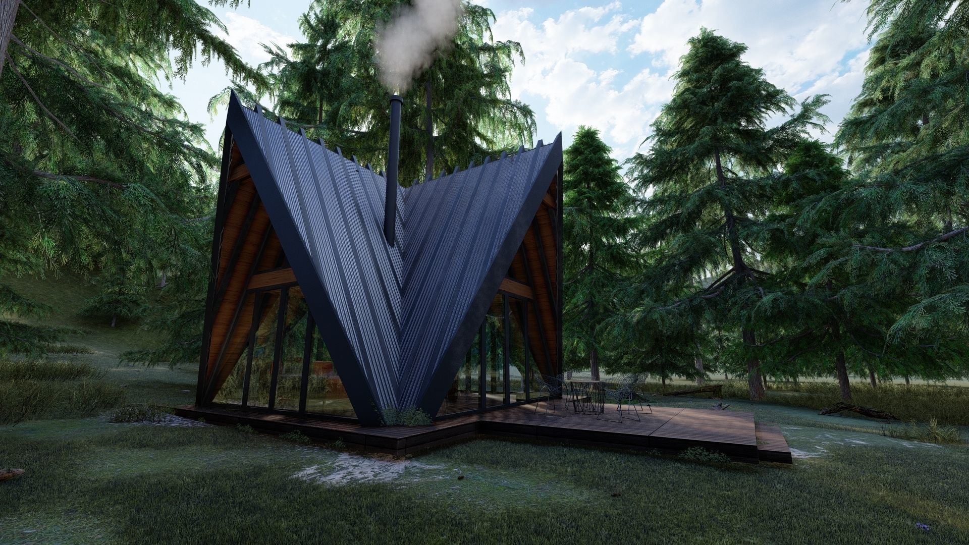 Forest house  Low-poly 3D model_2