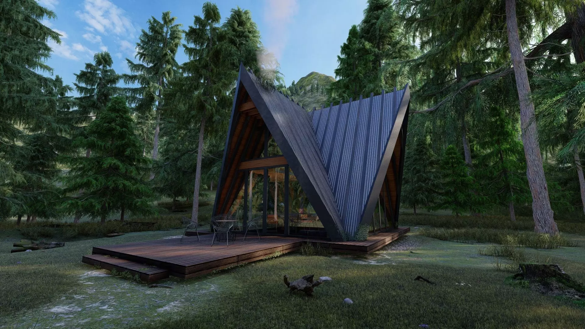 Forest house  Low-poly 3D model_0