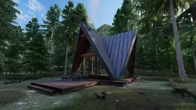 Forest house  Low-poly 3D model