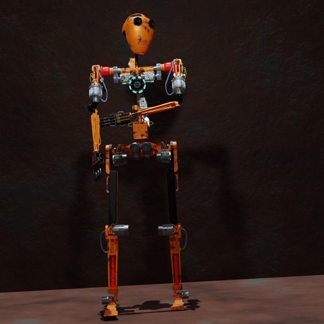 Character Robot rigged retrofuturism 3D model_22