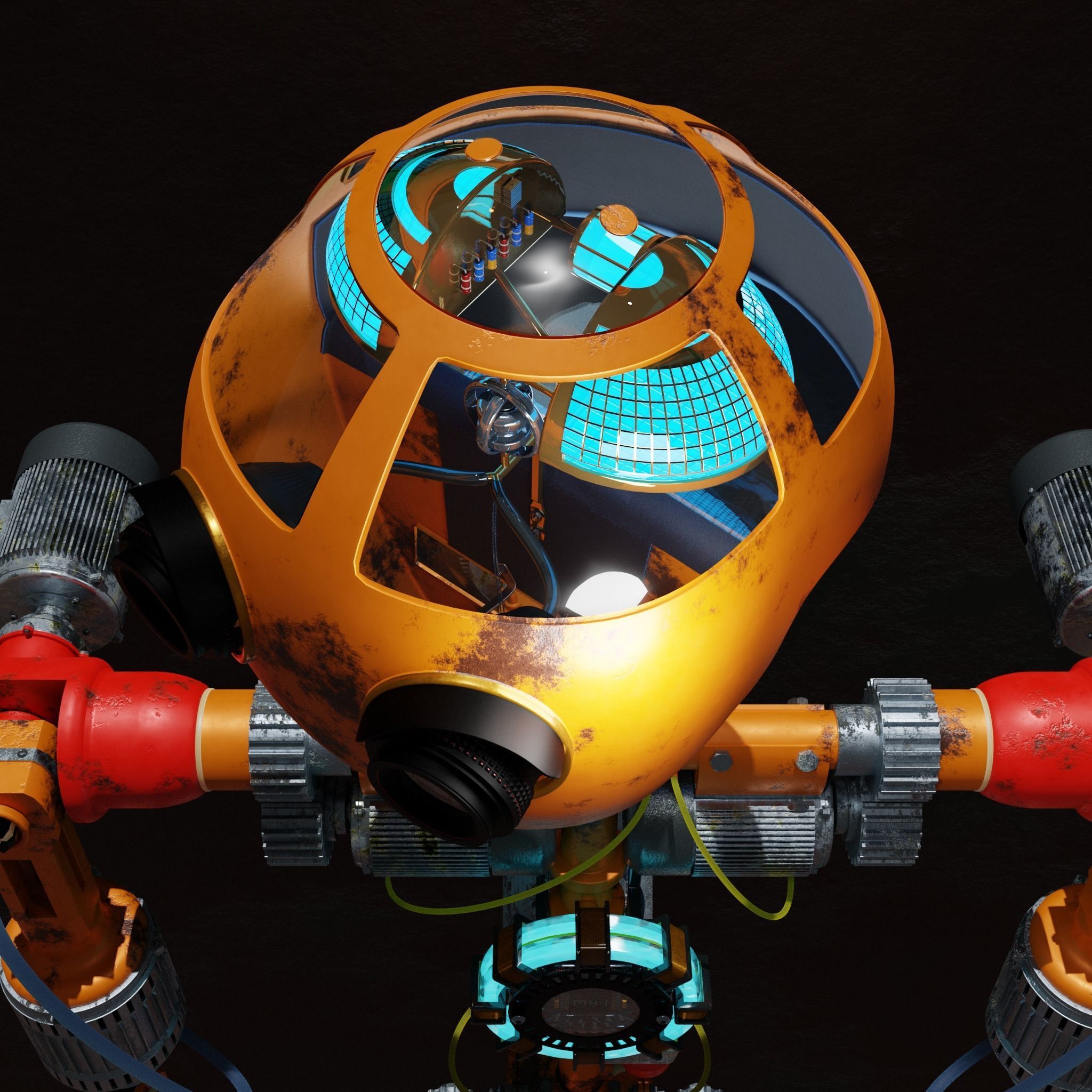 Character Robot rigged retrofuturism 3D model_8