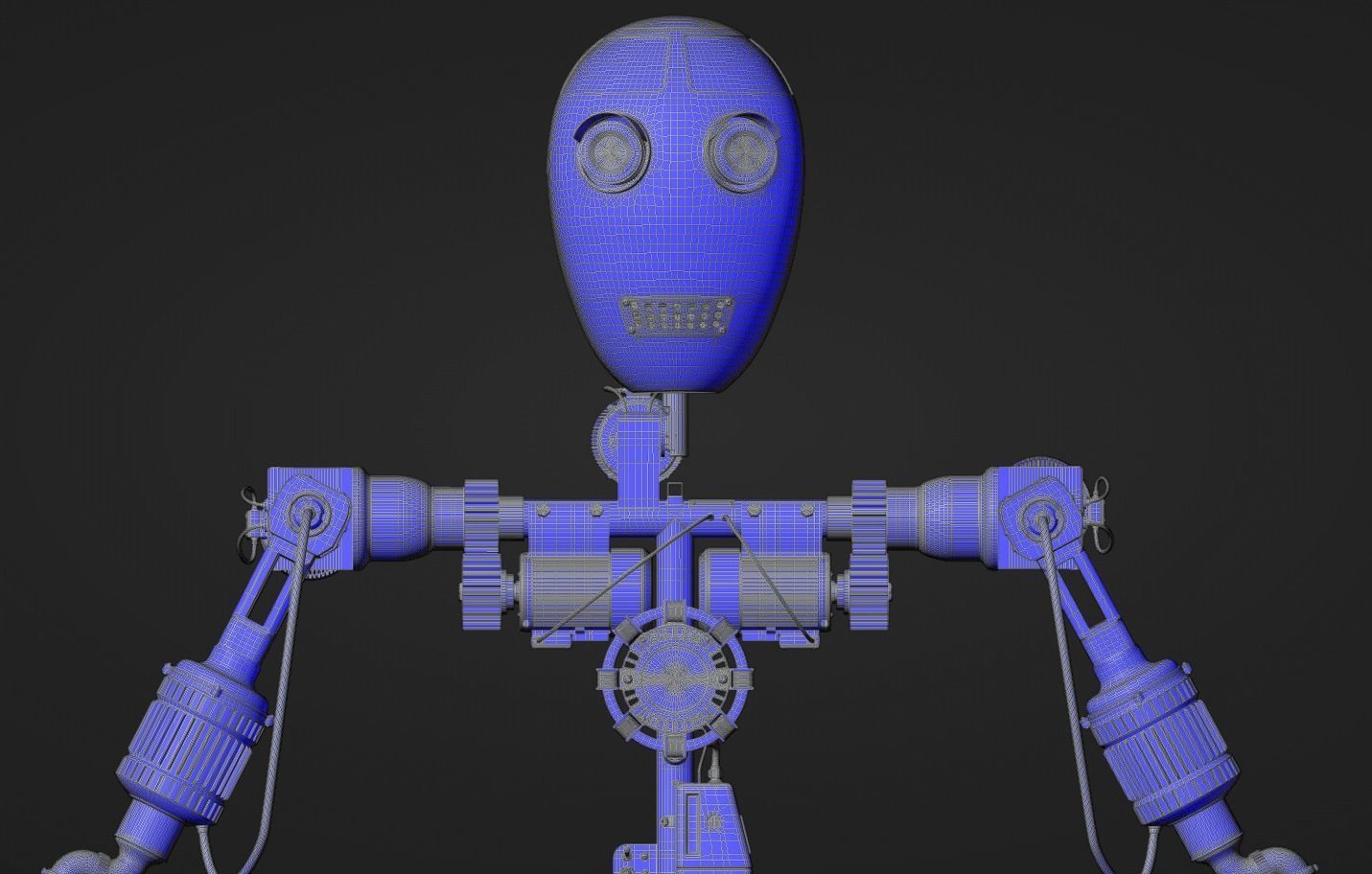 Character Robot rigged retrofuturism 3D model_20