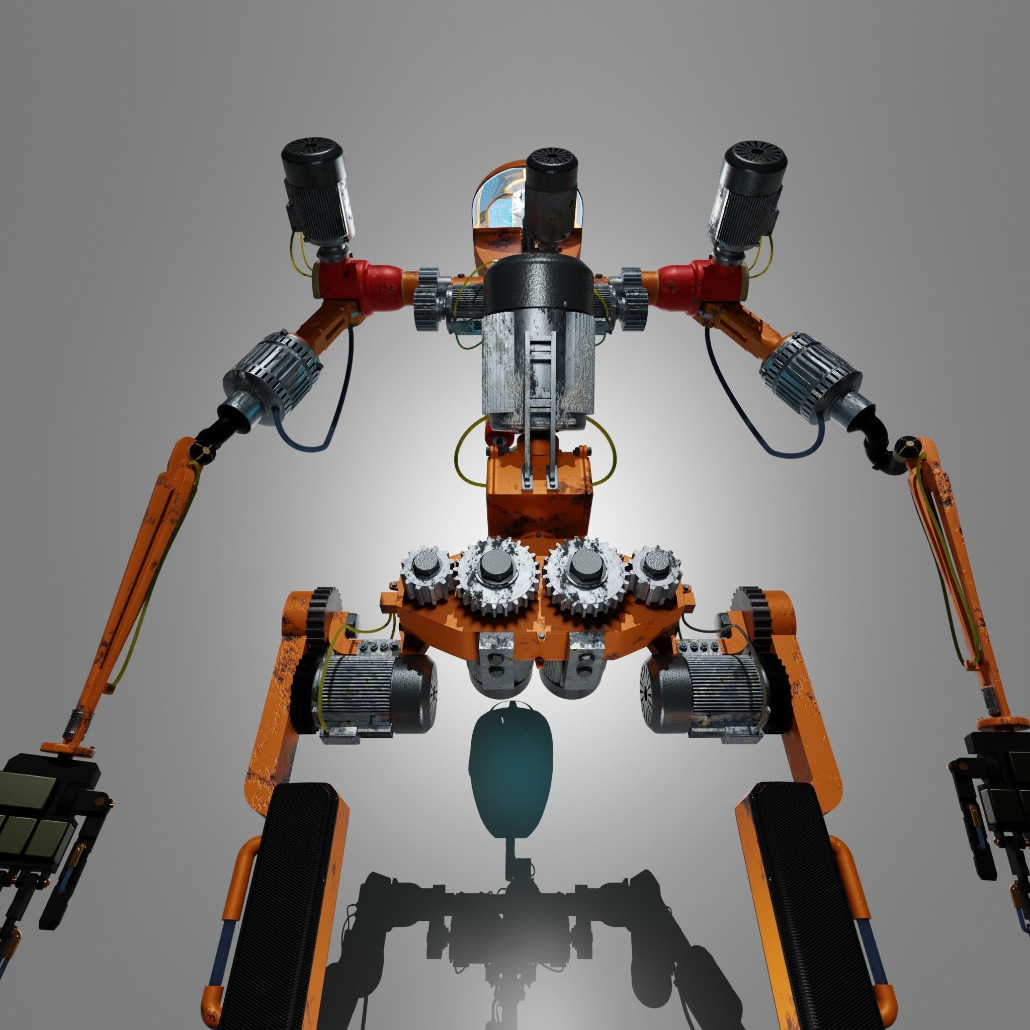 Character Robot rigged retrofuturism 3D model_17