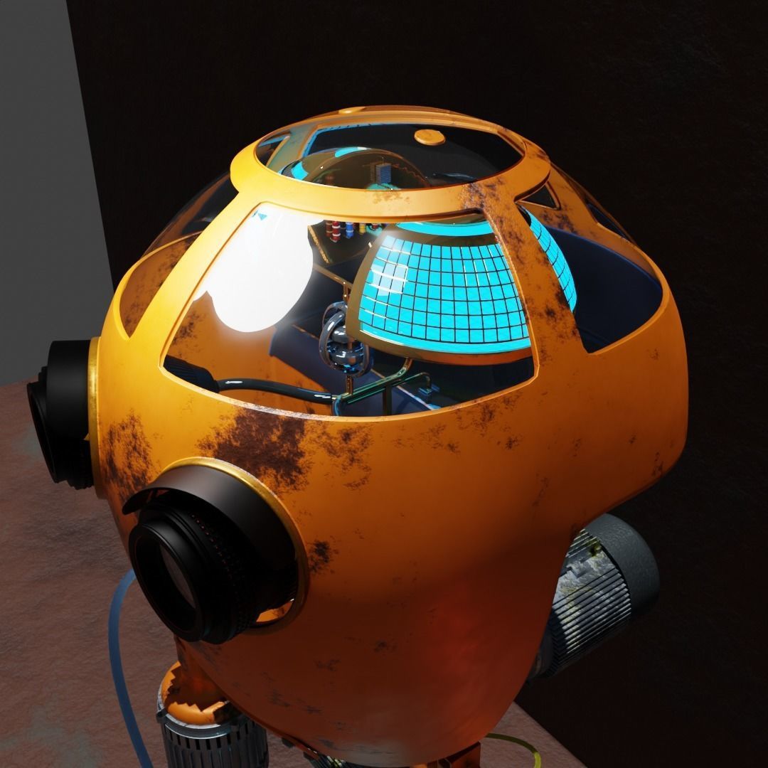 Character Robot rigged retrofuturism 3D model_12