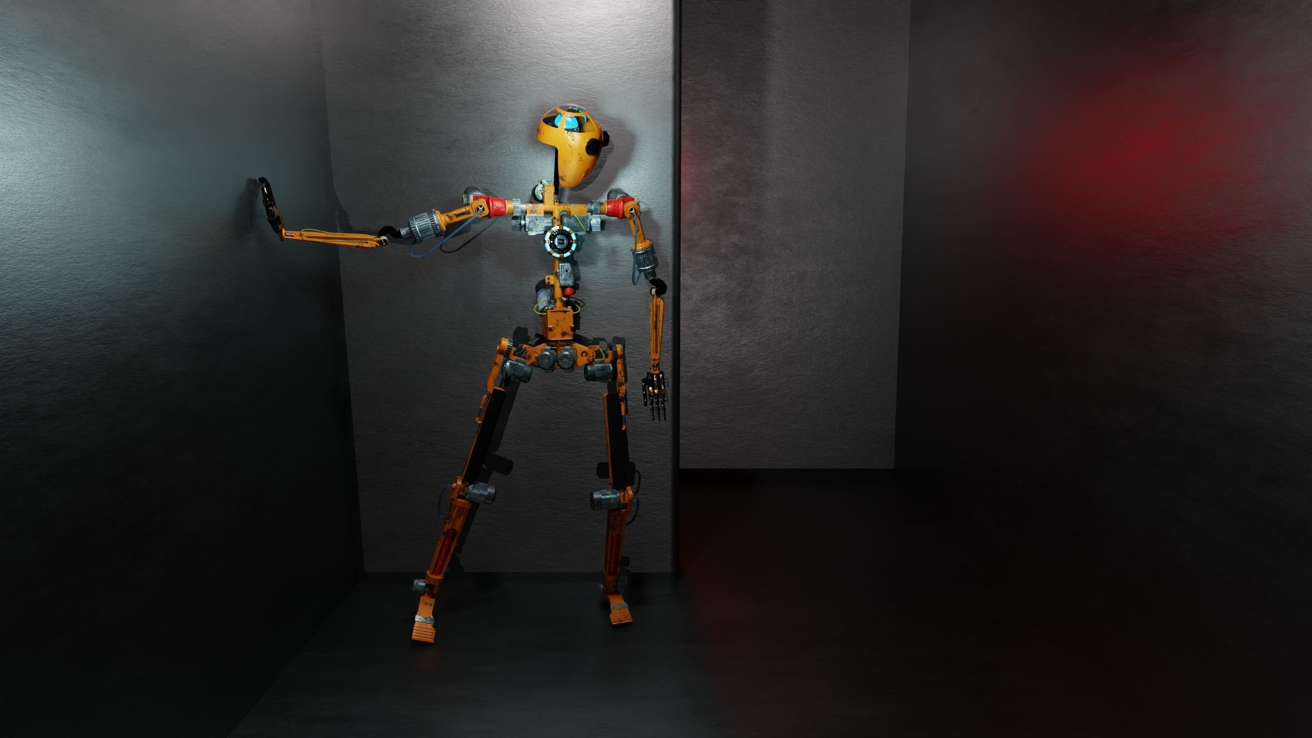 Character Robot rigged retrofuturism 3D model_11