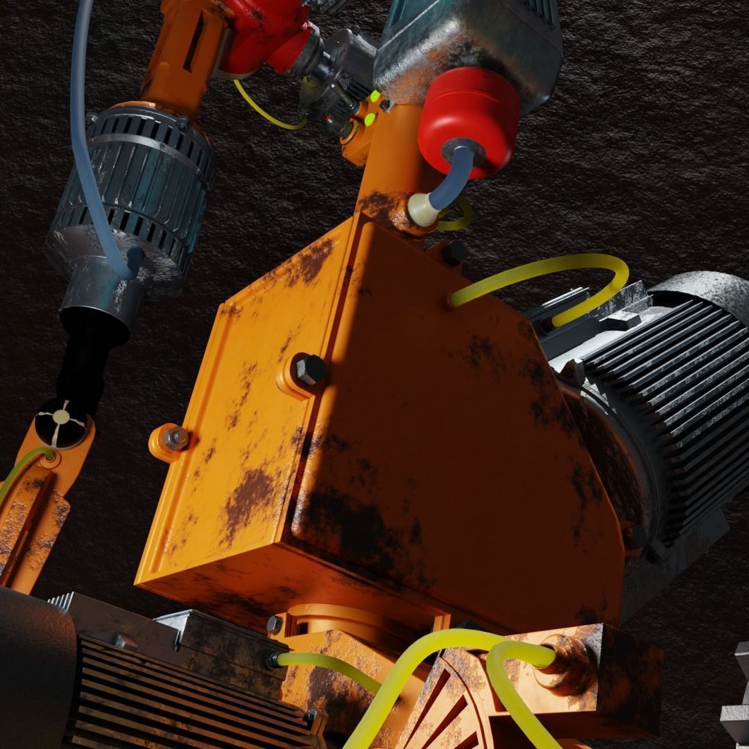 Character Robot rigged retrofuturism 3D model_9