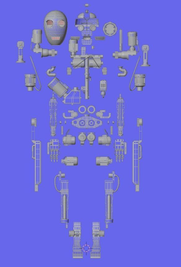 Character Robot rigged retrofuturism 3D model_19