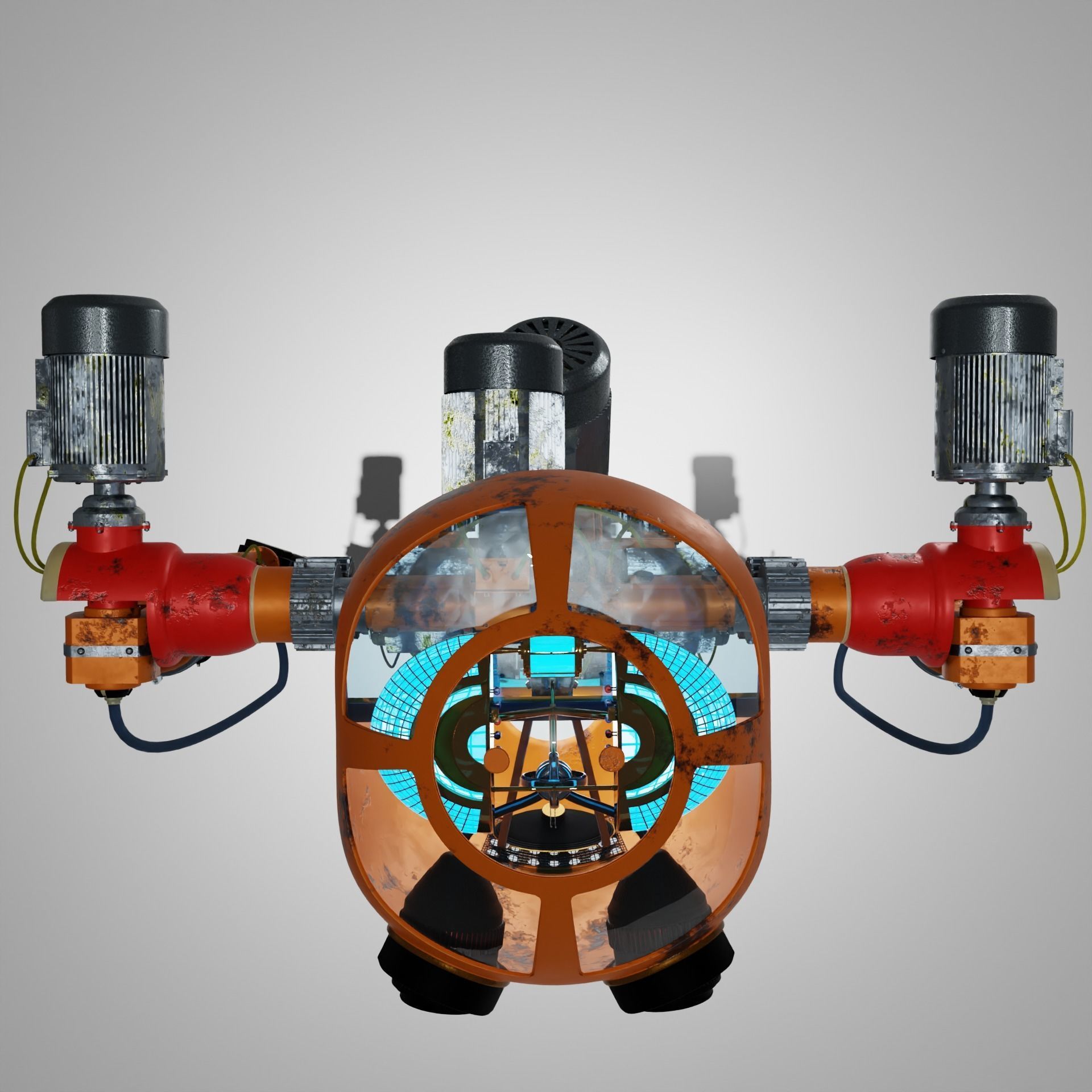 Character Robot rigged retrofuturism 3D model_14