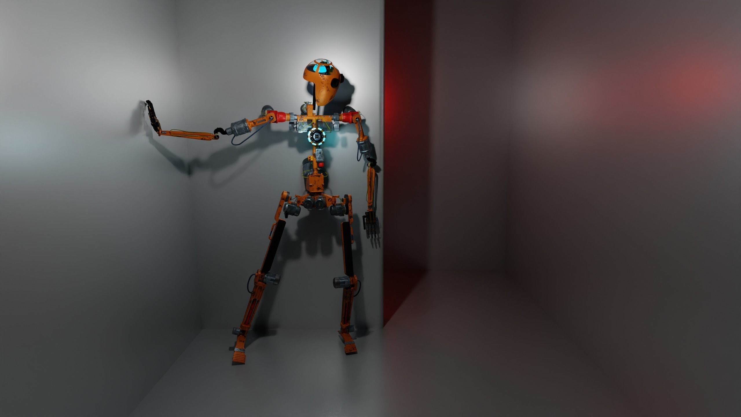 Character Robot rigged retrofuturism 3D model_2