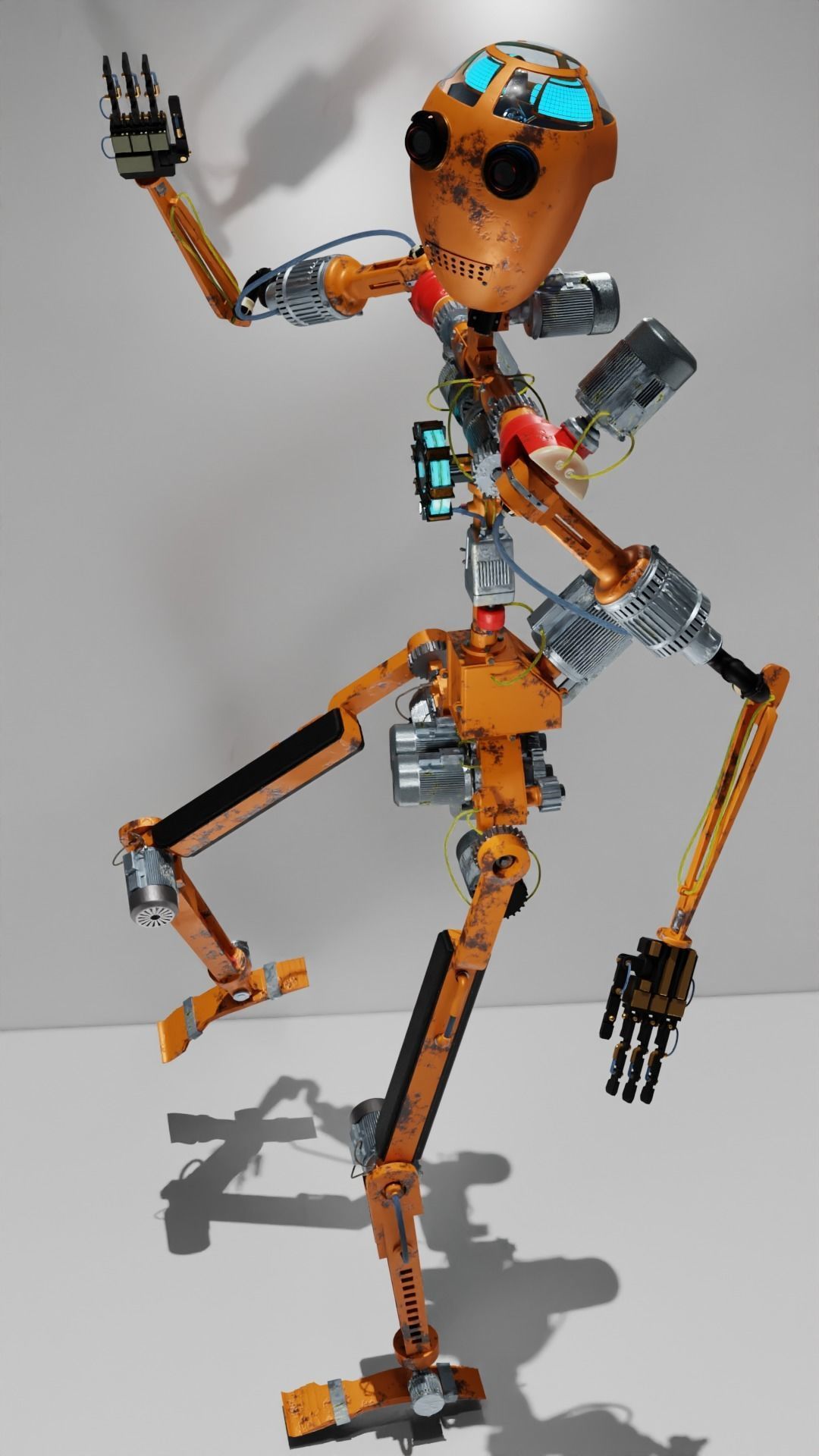 Character Robot rigged retrofuturism 3D model_13