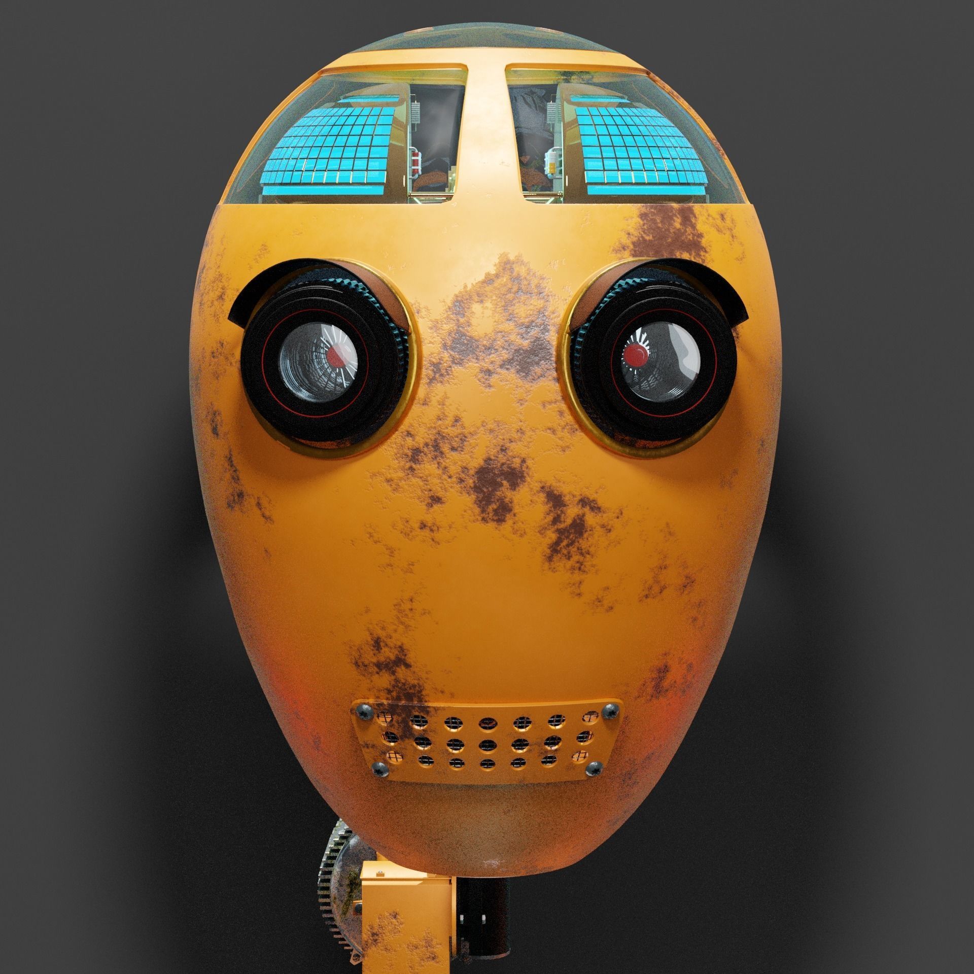 Character Robot rigged retrofuturism 3D model_3