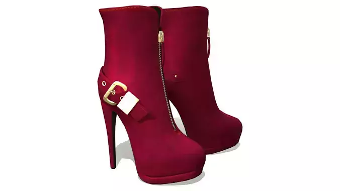 Front Zip Buckled Ankle Boots