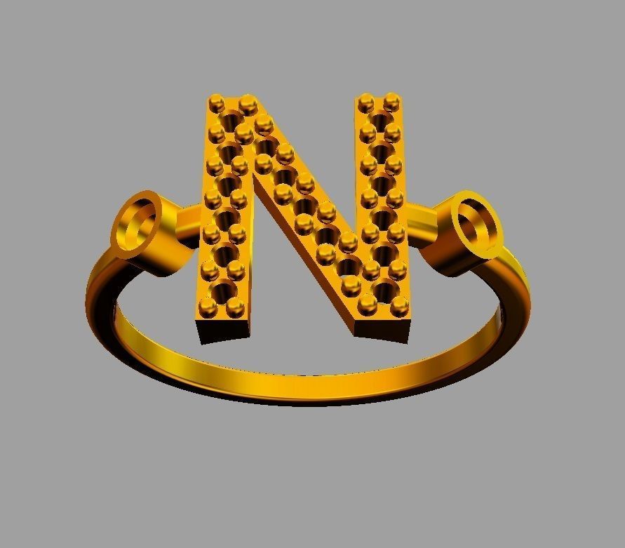 Diamond Letter Ring - N 3D print model_5