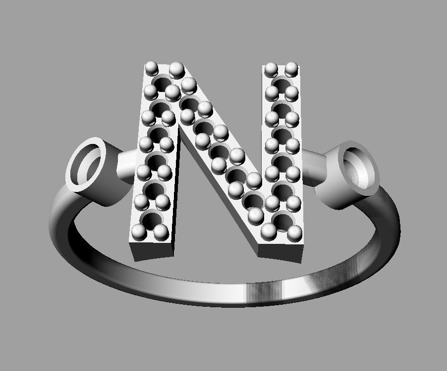 Diamond Letter Ring - N 3D print model_13