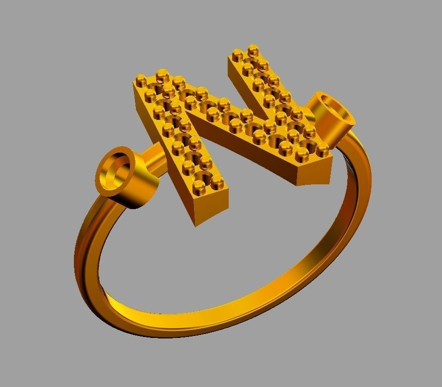 Diamond Letter Ring - N 3D print model_6