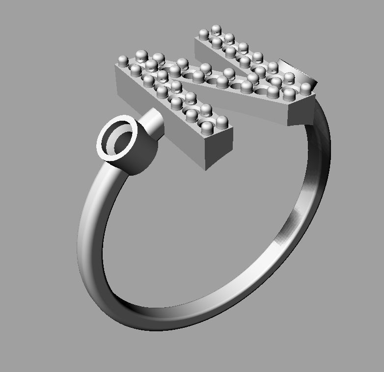 Diamond Letter Ring - N 3D print model_14