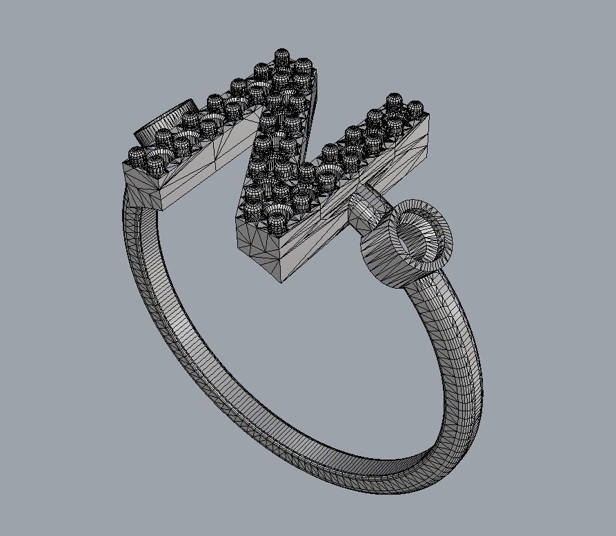 Diamond Letter Ring - N 3D print model_12
