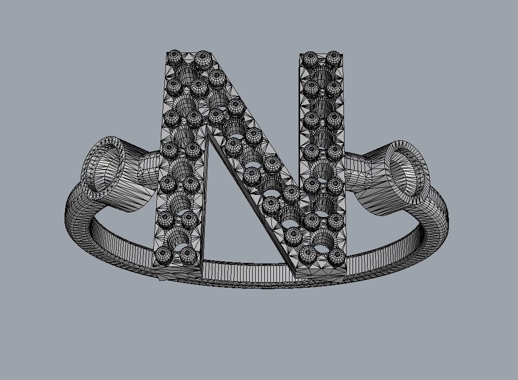 Diamond Letter Ring - N 3D print model_9