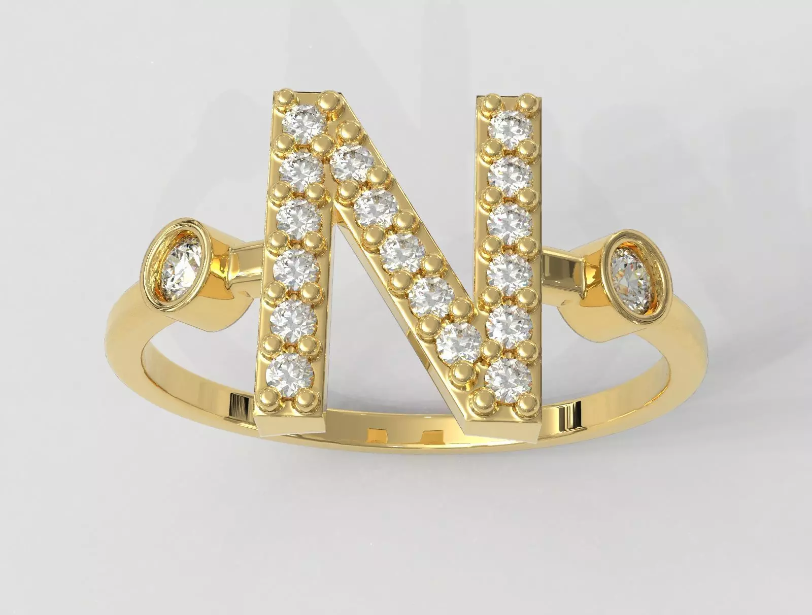 Diamond Letter Ring - N 3D print model_0