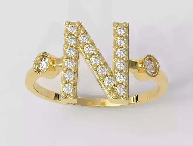 Diamond Letter Ring - N 3D print model