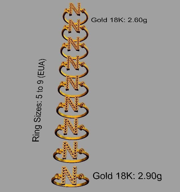 Diamond Letter Ring - N 3D print model_3