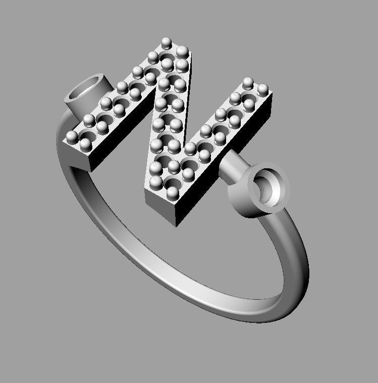 Diamond Letter Ring - N 3D print model_15