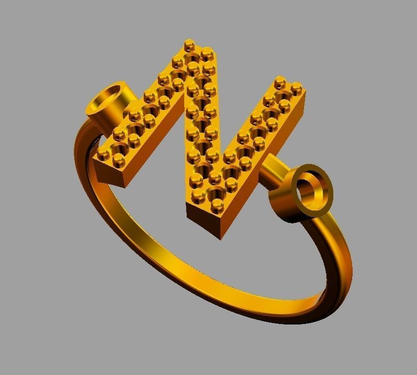 Diamond Letter Ring - N 3D print model_7