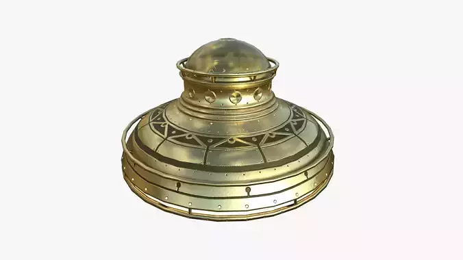 Alien Spaceship UFO F07 Gold - Sci Fi Spacecraft Design Low-poly 3D model