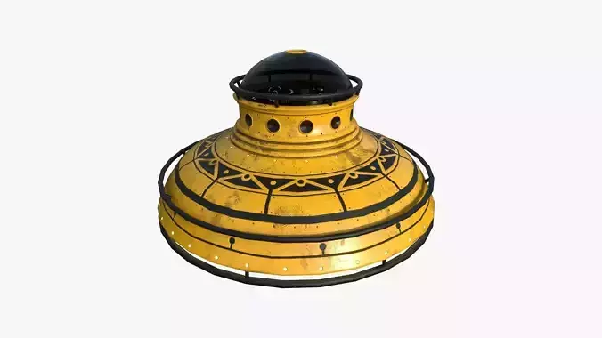 Alien Spaceship UFO F08 Yellow Dirt - Sci Fi Spacecraft Design Low-poly 3D model