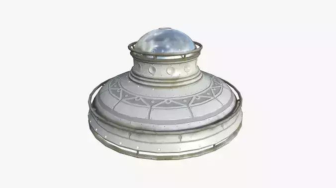 Alien Spaceship UFO F09 Full White - Sci Fi Spacecraft Design Low-poly 3D model