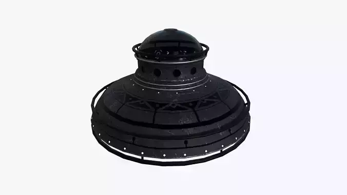 Alien Spaceship UFO F10 Full Black - Sci Fi Spacecraft Design Low-poly 3D model