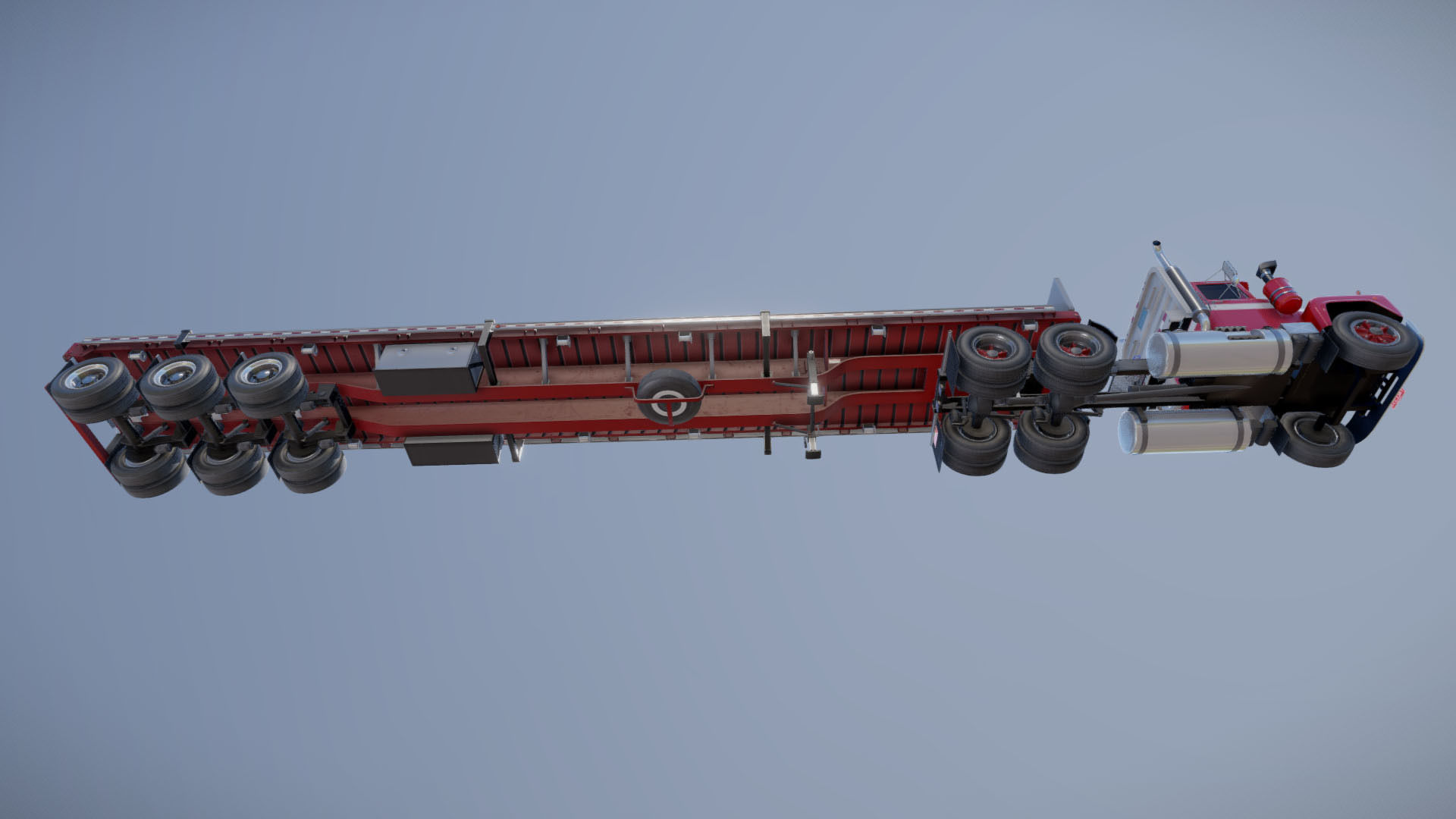 80s truck flatbed trailer Low-poly 3D model_31