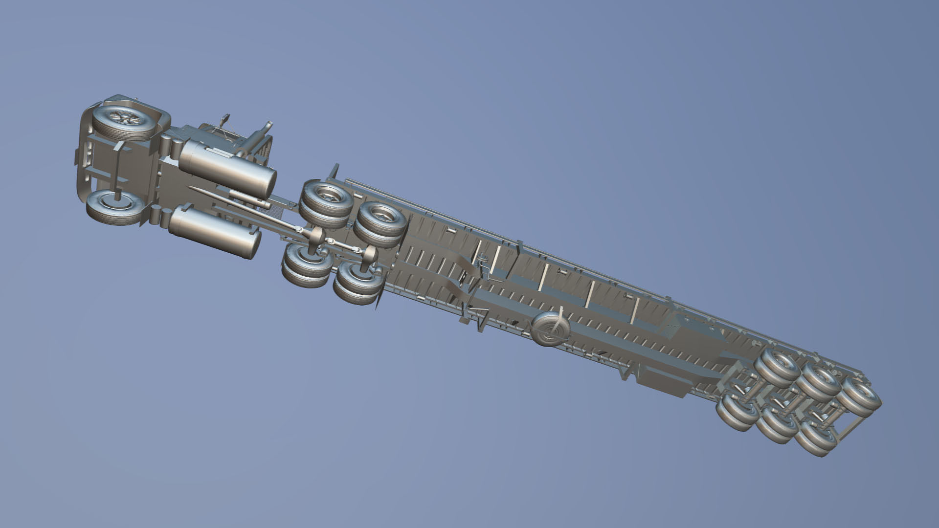 80s truck flatbed trailer Low-poly 3D model_41