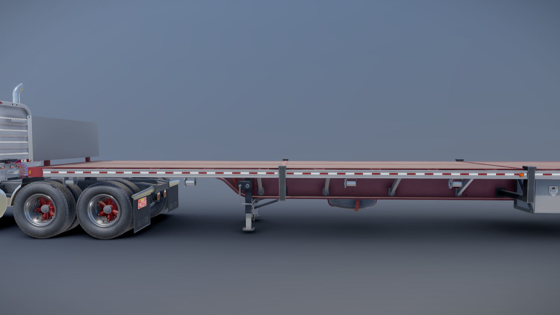 80s truck flatbed trailer Low-poly 3D model_27