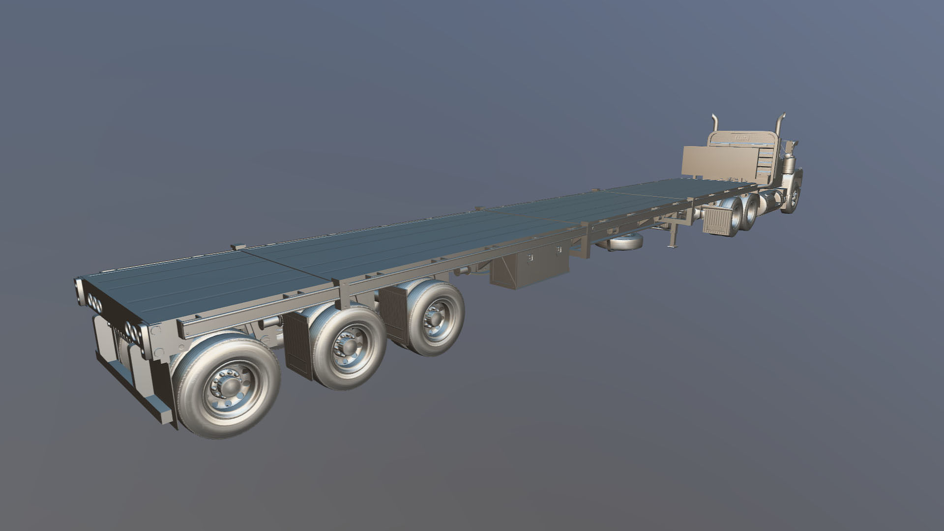 80s truck flatbed trailer Low-poly 3D model_42