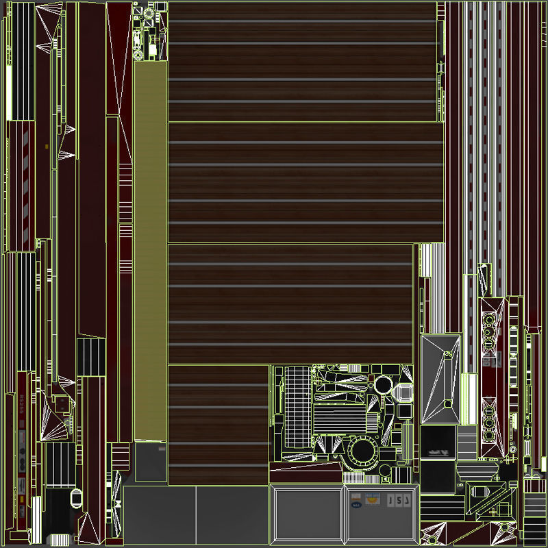 80s truck flatbed trailer Low-poly 3D model_54
